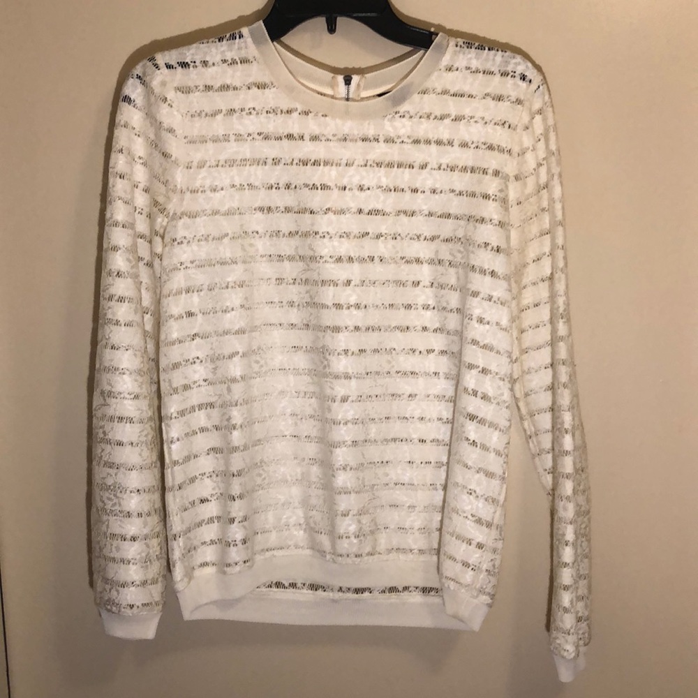 Gorgeous Ann Taylor sheer and lace crew neck!